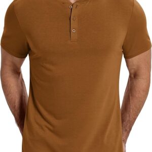 COOFANDY Henley Light Brown Casual T-Shirt