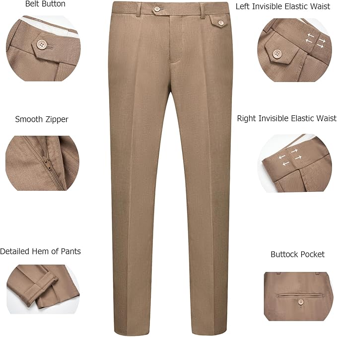 WULFUL Men's 3 Piece Slim Fit Suit Set Two Button Celery Light Blue Blazer - Image 3