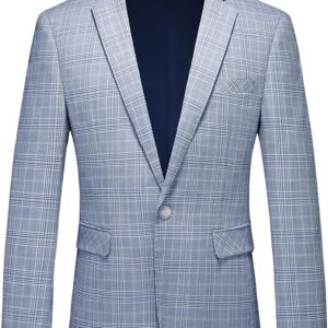 Men's Plaid  Light Gray Blazer