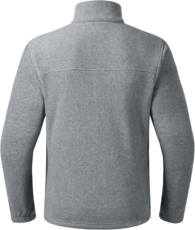 BASSDASH AllDay Men’s Full Zip Fleece Light Heather Grey Jacket - Image 2