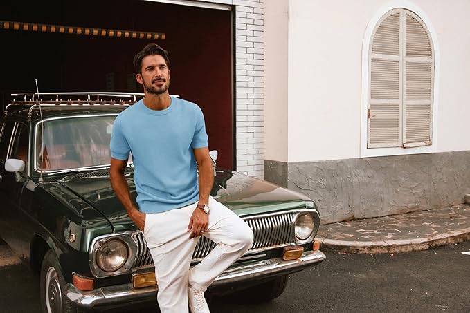 PJ PAUL JONES Casual Light Blue T-Shirt - Image 2