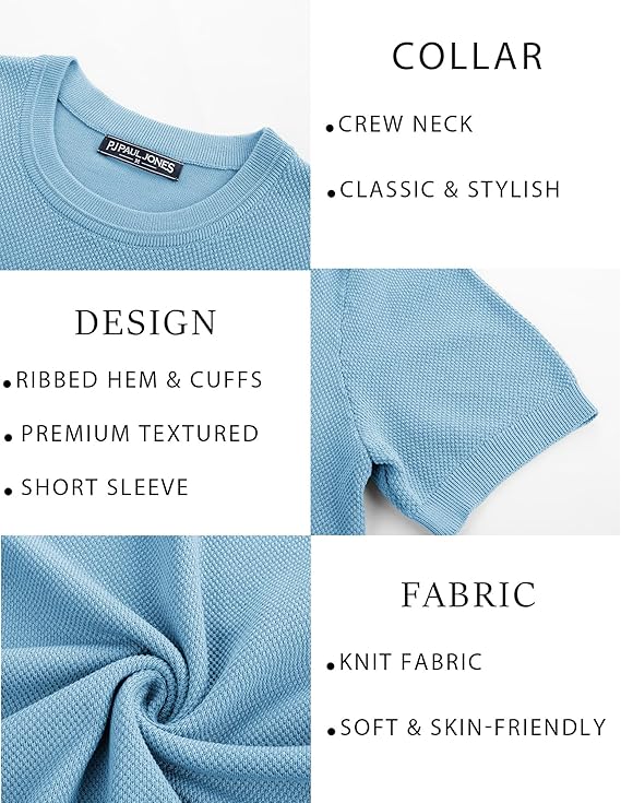 PJ PAUL JONES Casual Light Blue T-Shirt - Image 4