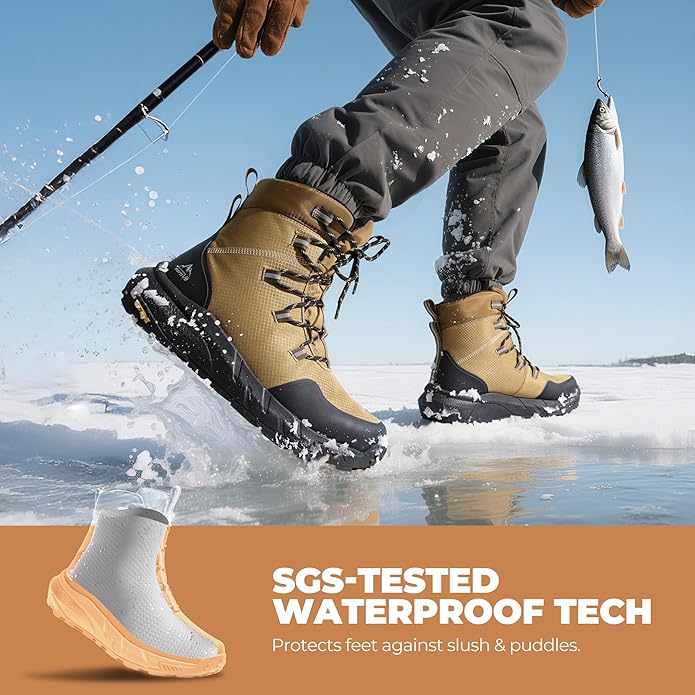 NORTIV 8 Men's Light Taupe Wide Winter Boots - Image 2