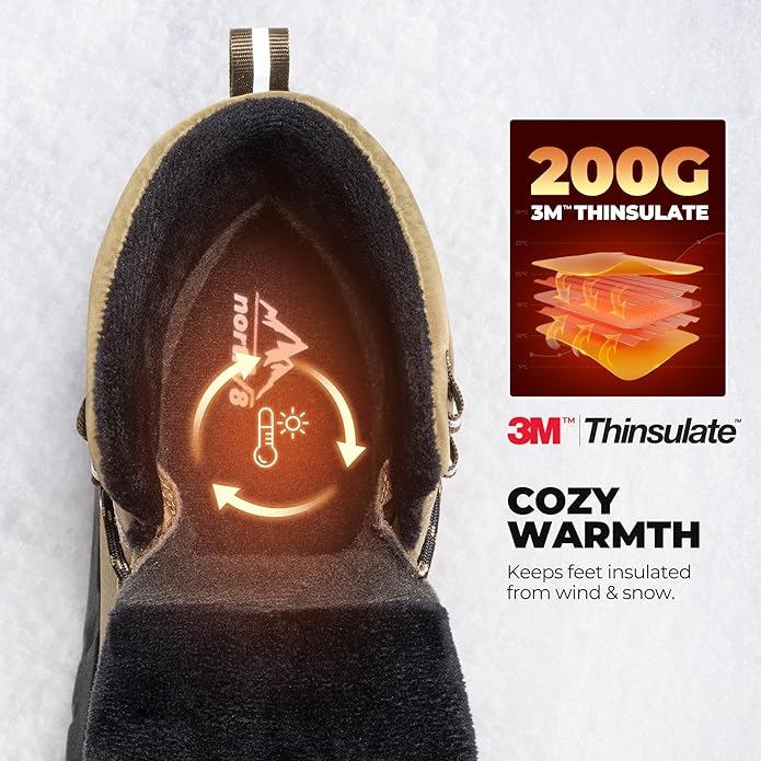 NORTIV 8 Men's Light Taupe Wide Winter Boots - Image 4