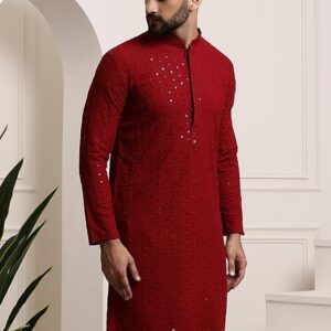 Sojanya  Men'S Pure Long Kurta(`Maroon)