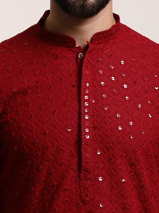 Sojanya Men'S Pure Long Kurta(`Maroon) - Image 3