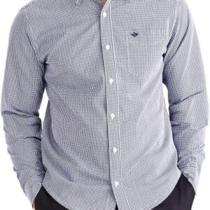 Dockers Men's Supreme Medieval Blue Plaid Flex Long Sleeve Button Up Shirt