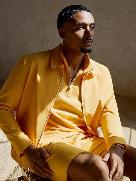 Woven Misted Marigold Jacket for Men - Image 3