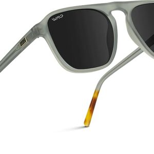 WearMe Pro Polarized Modern Aviator One-Bridge Moon Rock Grey / Black Lens Square Mens Sunglasses