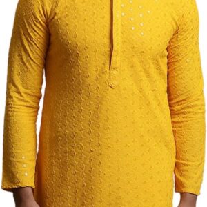 Sojanya  Men'S Pure Long Kurta(` Mustard)