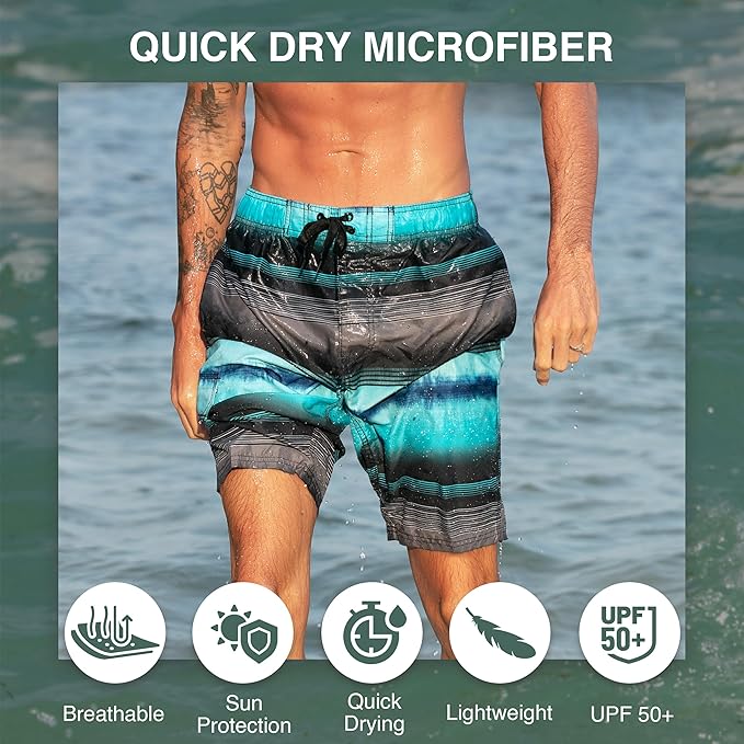 Kanu Surf Mens Barracuda Nova Black/Aqua Swim Trunks - Image 2