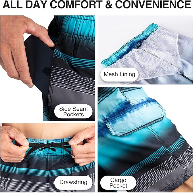 Kanu Surf Mens Barracuda Nova Black/Aqua Swim Trunks - Image 3