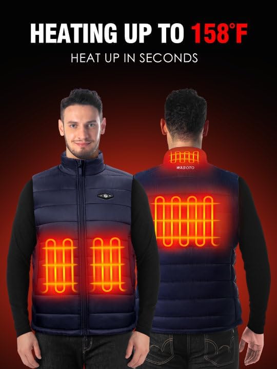 Heated Vest for Men with 9V 16000mAh Battery Pack Charger Lightweight Mens Heated Vest(Navyblue) - Image 4
