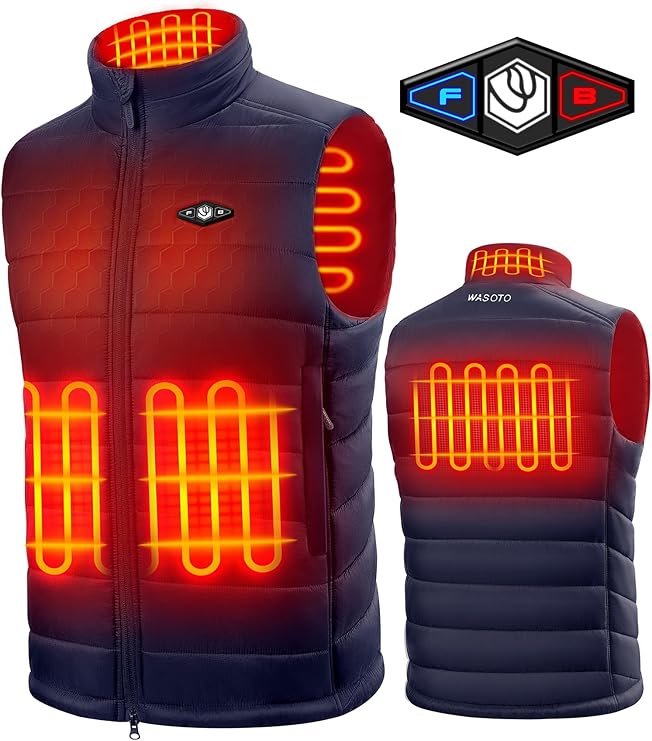 Heated Vest for Men with 9V 16000mAh Battery Pack Charger Lightweight Mens Heated Vest(Navyblue)