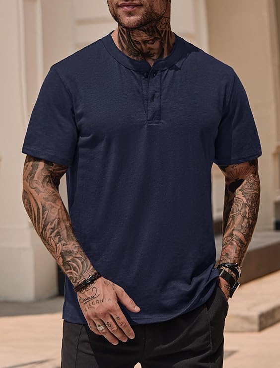 Henley Navy T-Shirt - Image 2