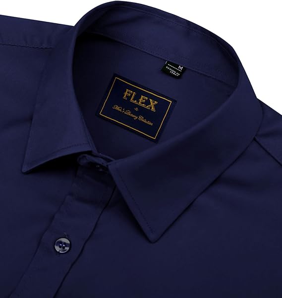 J.VER Men's Dress Shirts Solid Long Sleeve Navy Blue Formal Shirt - Image 3