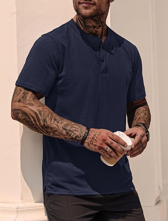 Henley Navy T-Shirt - Image 3