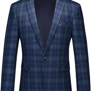 Men's Plaid Navy Grey Blazer