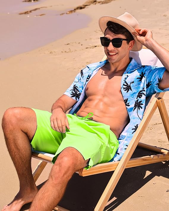 difficort Mens Neon Green Swim Trunks - Image 2