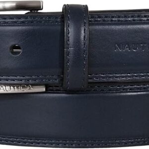 Nautica Mens Double Stitch Dress Leather Laced - Navy Belt