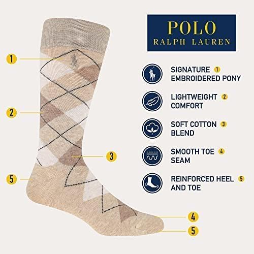POLO RALPH LAUREN mens New Wine Argyle Pattern Dress Crew Socks 3 Pairs - Image 2