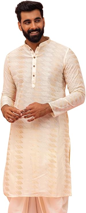 KISAH Mens Off-white Kurta