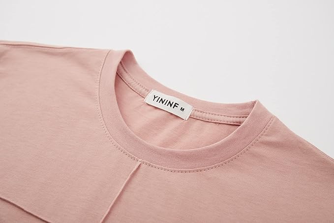 YININF Dark 2001pink T-Shirts Cotton Fitted - Image 3