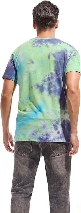 KLIEGOU Mens Hipster Hiphop Tees (571 Green-blue-purple) - Image 2