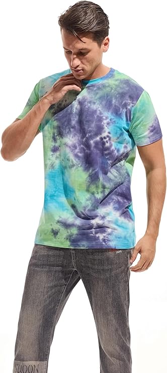 KLIEGOU Mens Hipster Hiphop Tees (571 Green-blue-purple) - Image 3