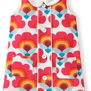 Toddler Girls Clothes Cotton Short Sleeve Casual Girls Dresses (Bright Rainbow Print)