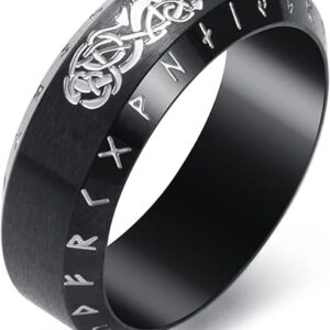 Viking Celtic Runes-Black Rings for Mens