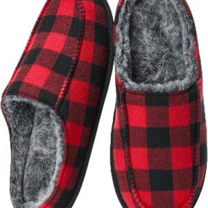 Cozylook Red/Black Check Men's Slip-on Slippers