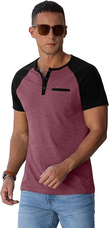 Sailwind Henley Casual Red Black T-Shirt