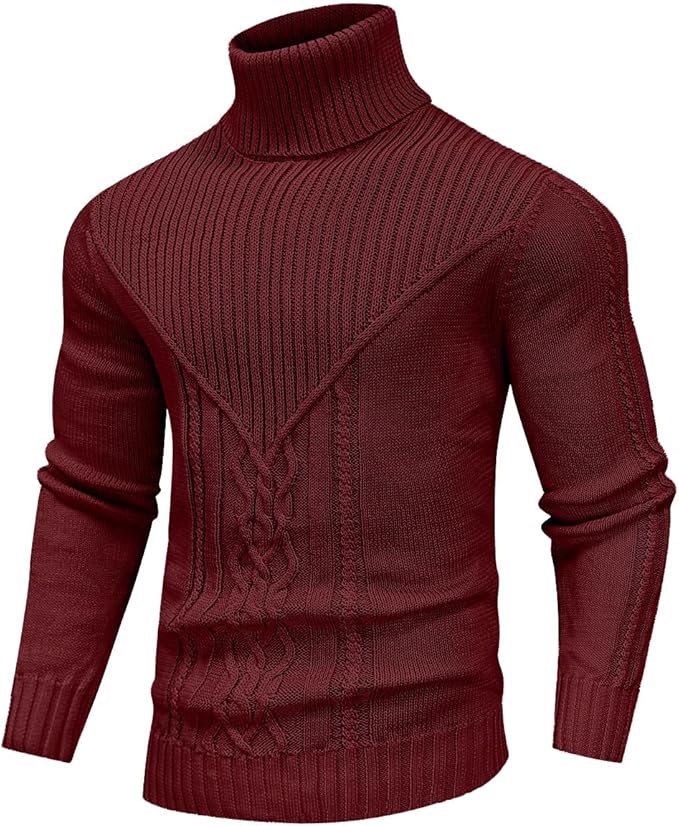 Men's Turtleneck Red Sweater