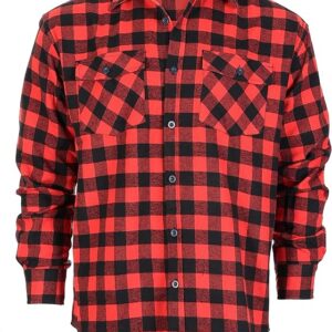 Gioberti Men's Red / Black Checkered Plaid Checkered Flannel Shirt