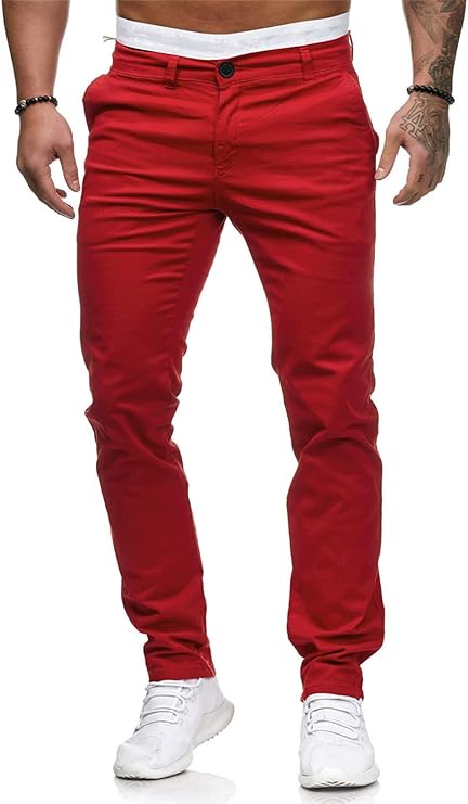 HUNGSON Mens Chinos Dress Red Pants