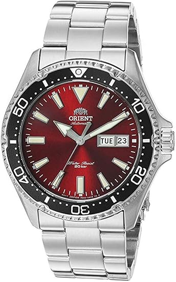 Orient Men's Kamasu Red - Metal Bracelet Stainless Steel Japanese-Automatic Diving Watch