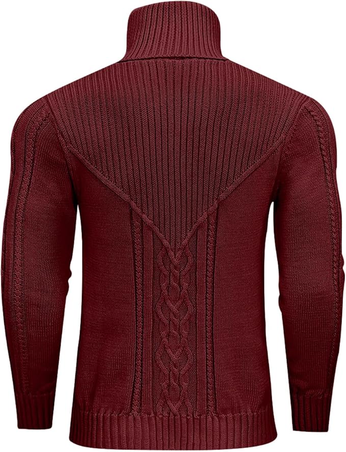 Men's Turtleneck Red Sweater - Image 2