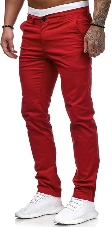 HUNGSON Mens Chinos Dress Red Pants - Image 2