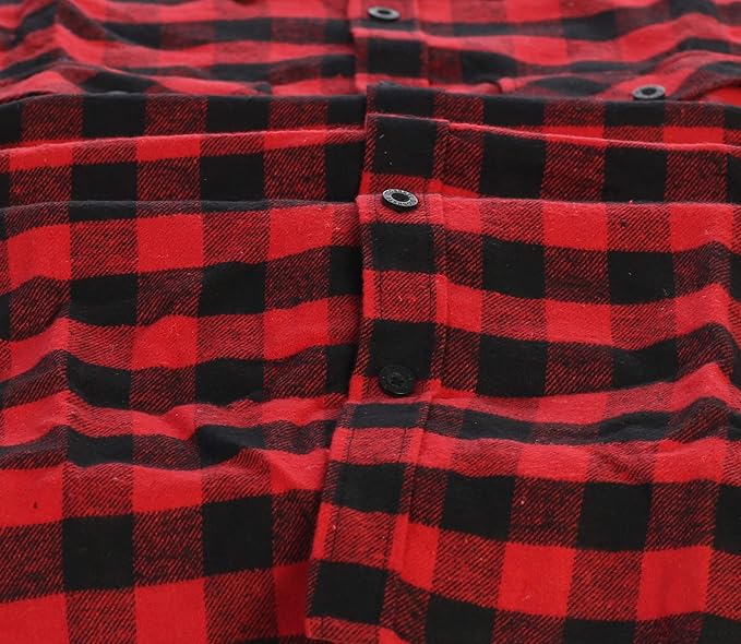 Gioberti Men's Red / Black Checkered Plaid Checkered Flannel Shirt - Image 3