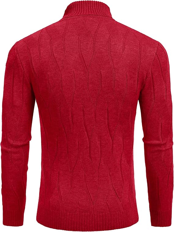 COOFANDY Turtleneck 01-red Sweater - Image 3