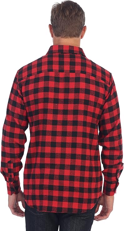 Gioberti Men's Red / Black Checkered Plaid Checkered Flannel Shirt - Image 4