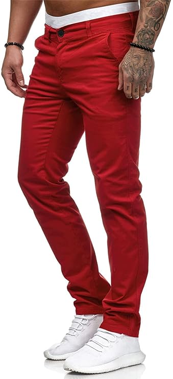 HUNGSON Mens Chinos Dress Red Pants - Image 4