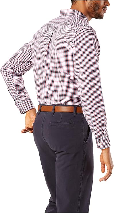 Dockers Men's Supreme Rio Red Plaid Flex Long Sleeve Button Up Shirt - Image 2