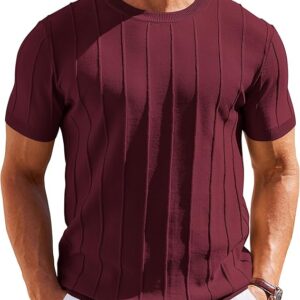COOFANDY Knit Sweater Wine Red T-Shirt