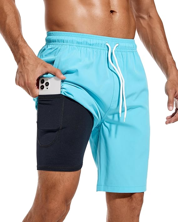 difficort Mens Sky Blue Swim Trunks