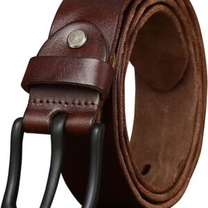 Thicken Full Grain Leather Saddlebrown Mens Belt