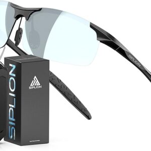 SIPLION Black Frame/Silver Mirrored Lens Sunglasses Men