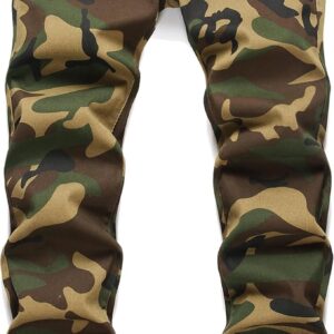 RXXKKK Men's Regular Slim Fit 357 Camouflage Jeans