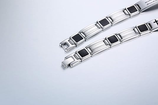 MEALGUET Stainless Steel Silver-Trust in the Lord. Prov 3:5 Bracelet for Men - Image 3